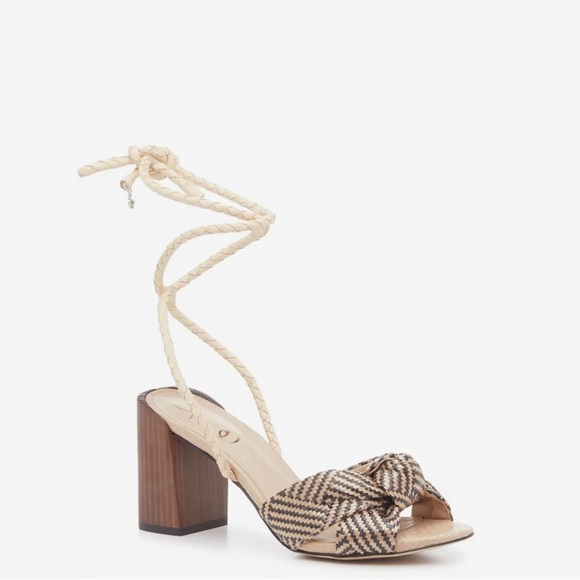 NWT Sam Edelman Bodhi Sandal, Size 7.5 Wrap Heels, Raffia style - Picture 1 of 8